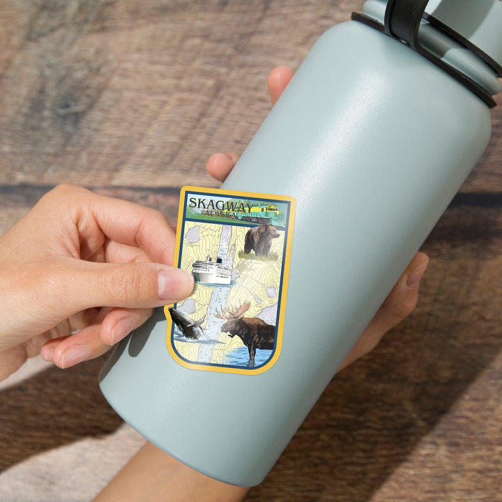 Skagway, Alaska, Nautical Chart, Contour, Vinyl Sticker Sticker Lantern Press