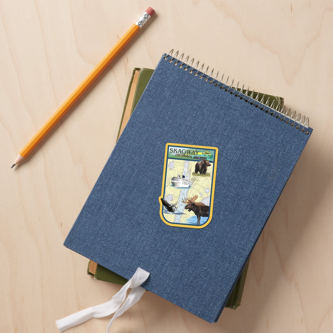 Skagway, Alaska, Nautical Chart, Contour, Vinyl Sticker Sticker Lantern Press