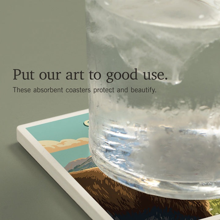 Skagway, Alaska, Painterly, Bear, Coasters Coasters Lantern Press