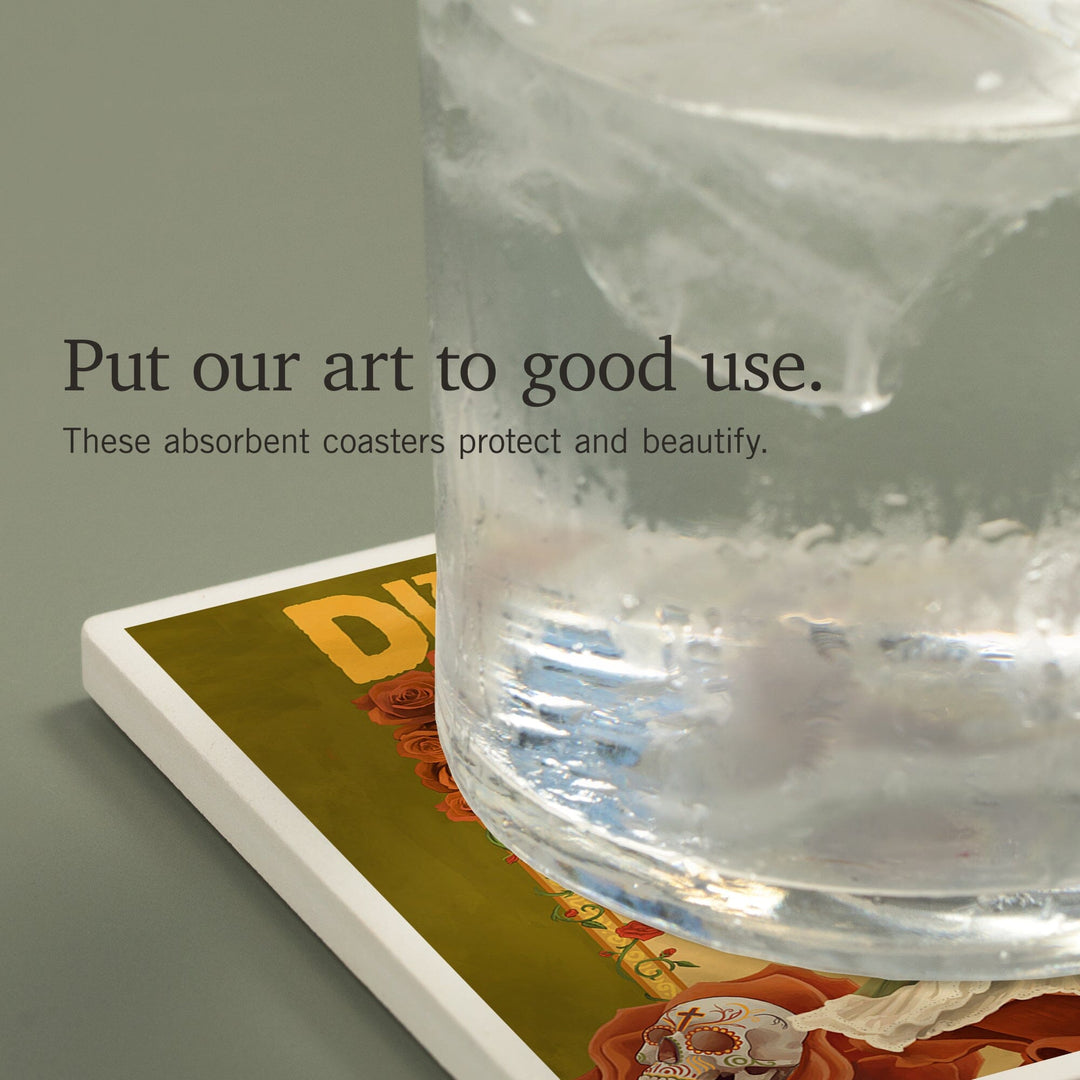 Skeleton Dancing, Day of the Dead, Coasters Coasters Lantern Press