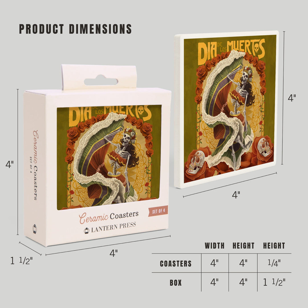 Skeleton Dancing, Day of the Dead, Coasters Coasters Lantern Press