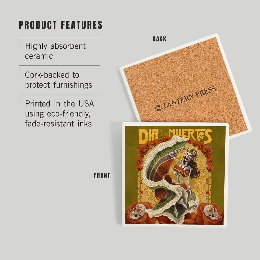 Skeleton Dancing, Day of the Dead, Coasters Coasters Lantern Press