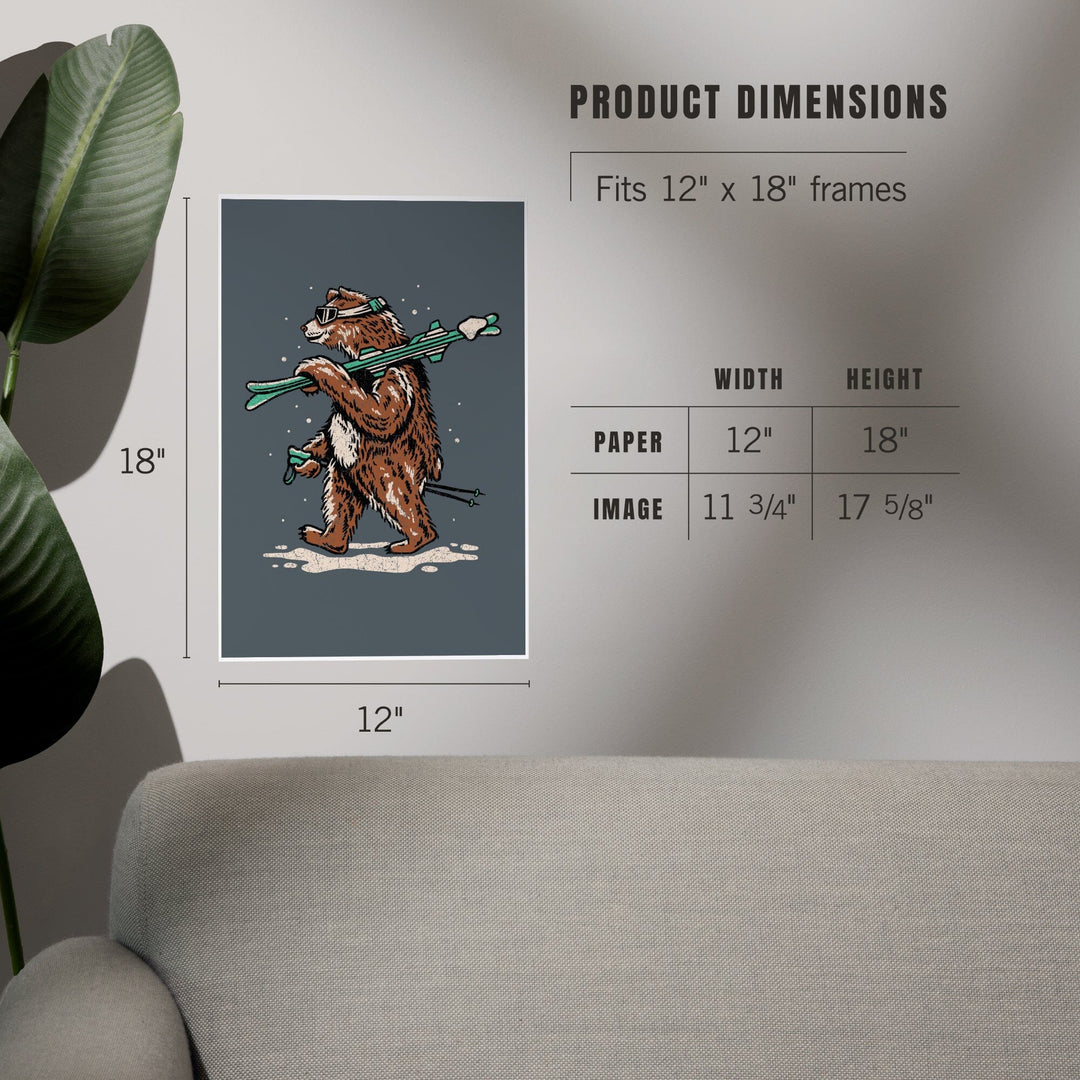 Ski Bear, Distressed Vector, Art & Giclee Prints Art Lantern Press