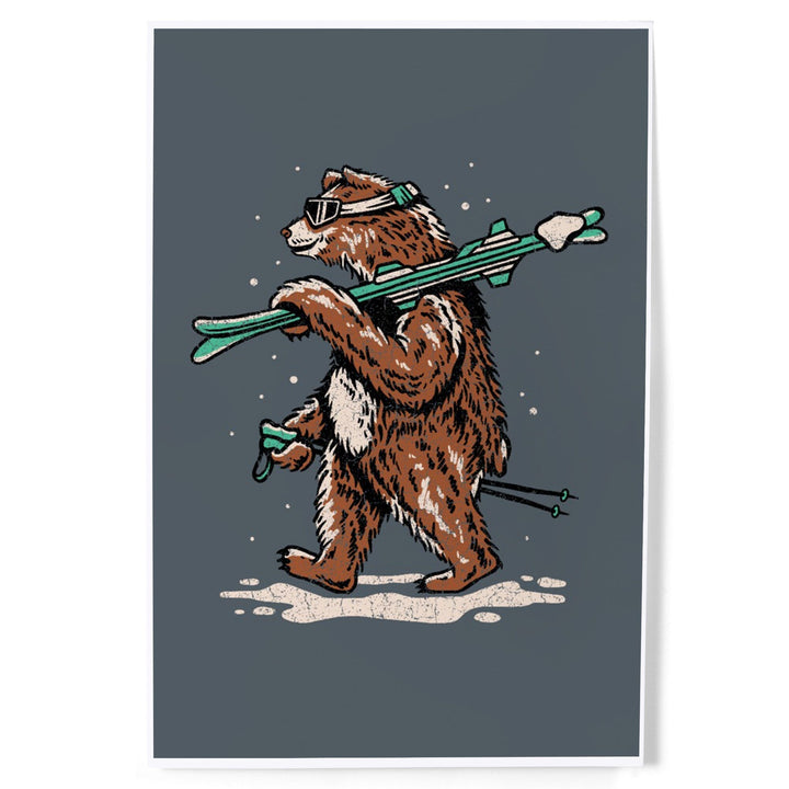 Ski Bear, Distressed Vector, Art & Giclee Prints Art Lantern Press