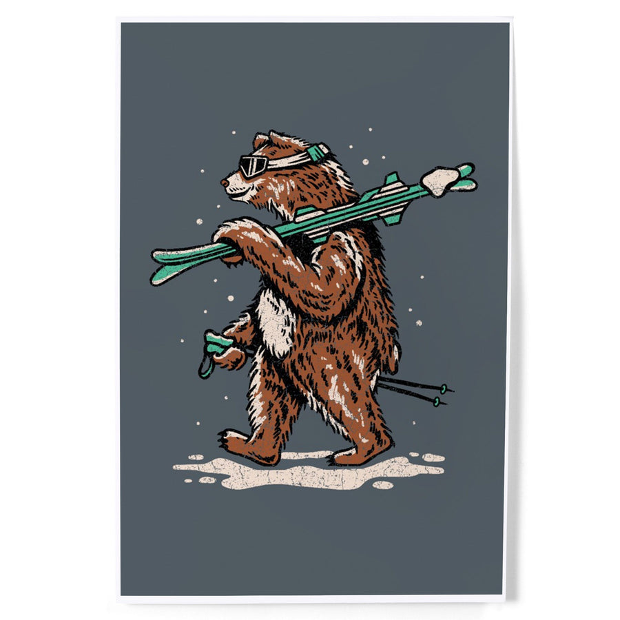 Ski Bear, Distressed Vector, Art & Giclee Prints Art Lantern Press