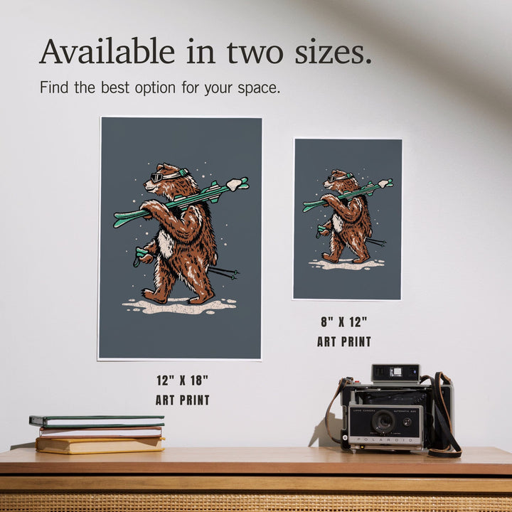 Ski Bear, Distressed Vector, Art & Giclee Prints Art Lantern Press