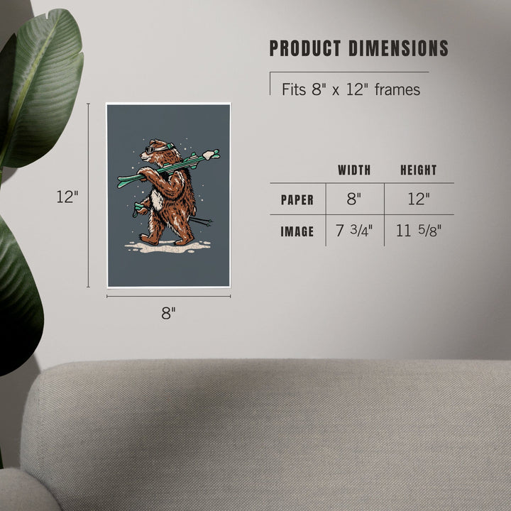 Ski Bear, Distressed Vector, Art & Giclee Prints Art Lantern Press