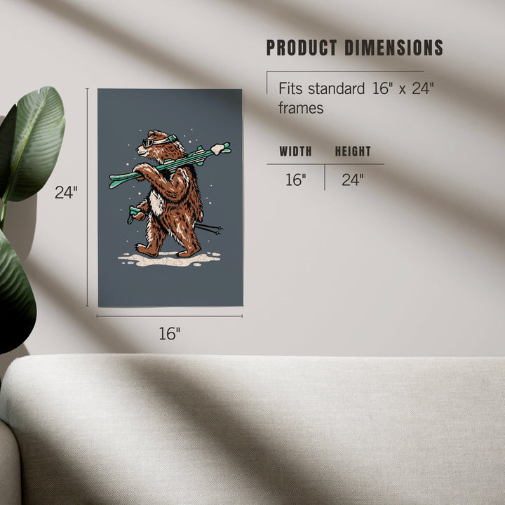 Ski Bear, Distressed Vector, Art & Giclee Prints Art Lantern Press
