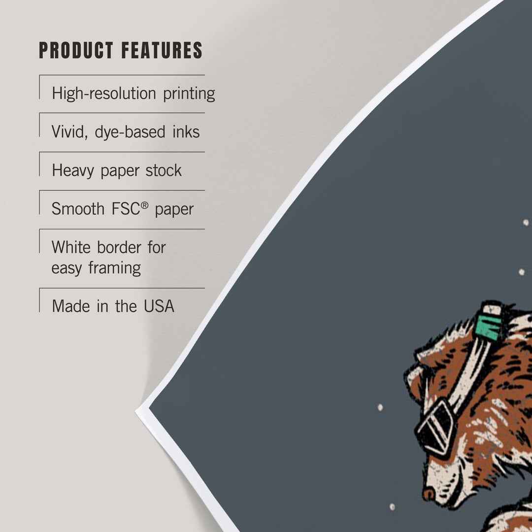 Ski Bear, Distressed Vector, Art & Giclee Prints Art Lantern Press