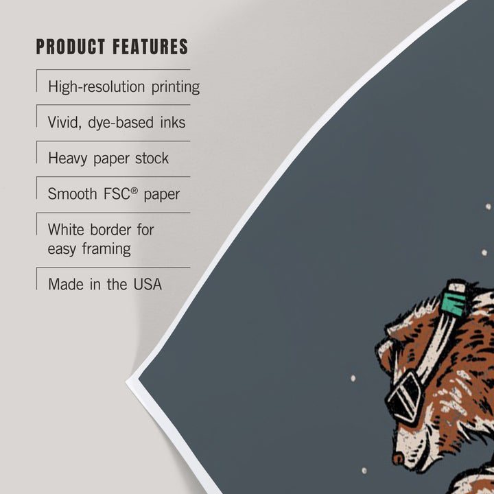 Ski Bear, Distressed Vector, Art & Giclee Prints Art Lantern Press