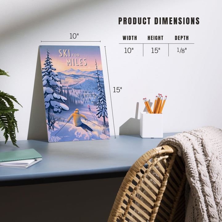 Ski for Miles, Skiing, Wood Signs and Postcards Wood Lantern Press