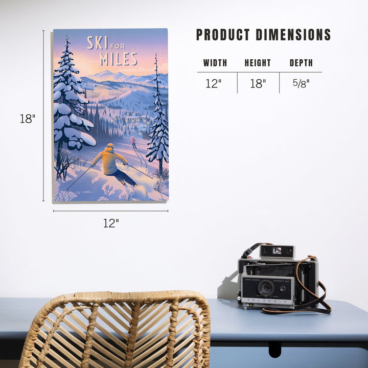 Ski for Miles, Skiing, Wood Signs and Postcards Wood Lantern Press