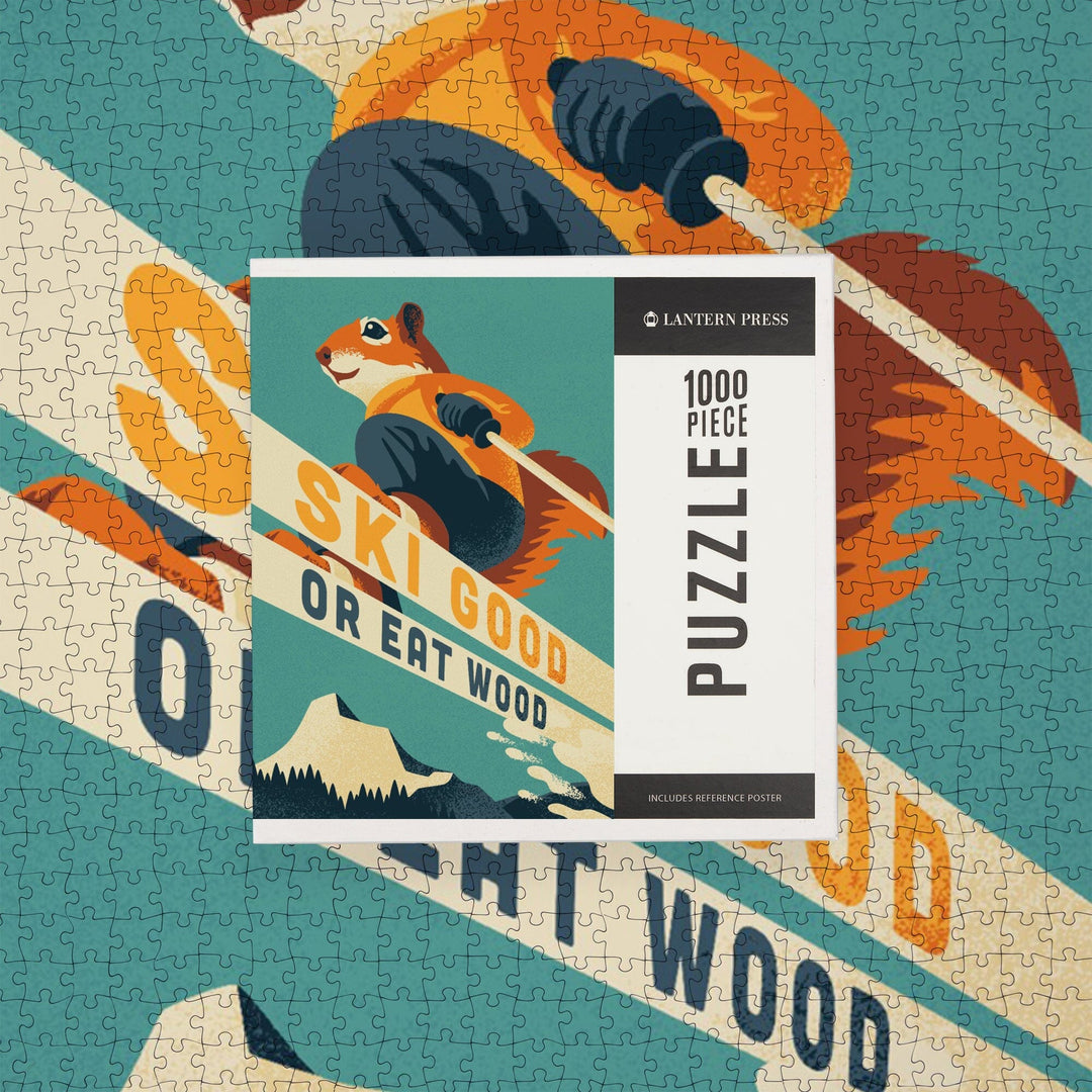 Ski Good or Eat Wood, Animal Activities Series, Ski Squirrel, Jigsaw Puzzle Puzzle Lantern Press