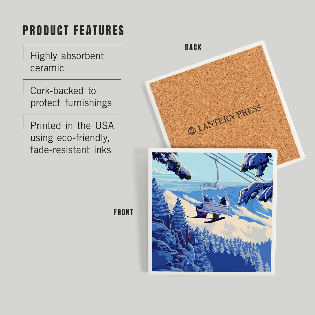 Ski Lift Above The Trees, Coasters Coasters Lantern Press