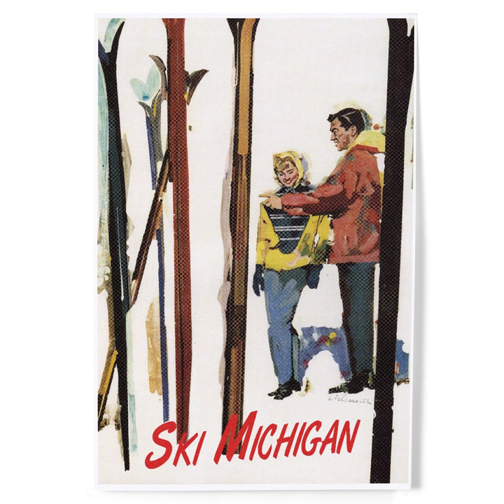 Ski Michigan, Couple by Skis in the Snow, Art & Giclee Prints Art Lantern Press