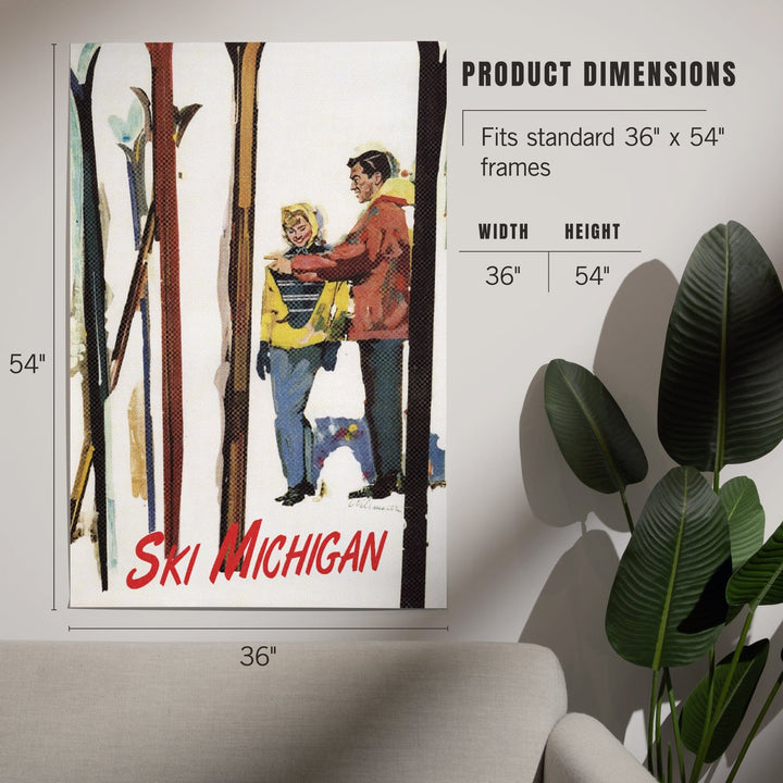 Ski Michigan, Couple by Skis in the Snow, Art & Giclee Prints Art Lantern Press