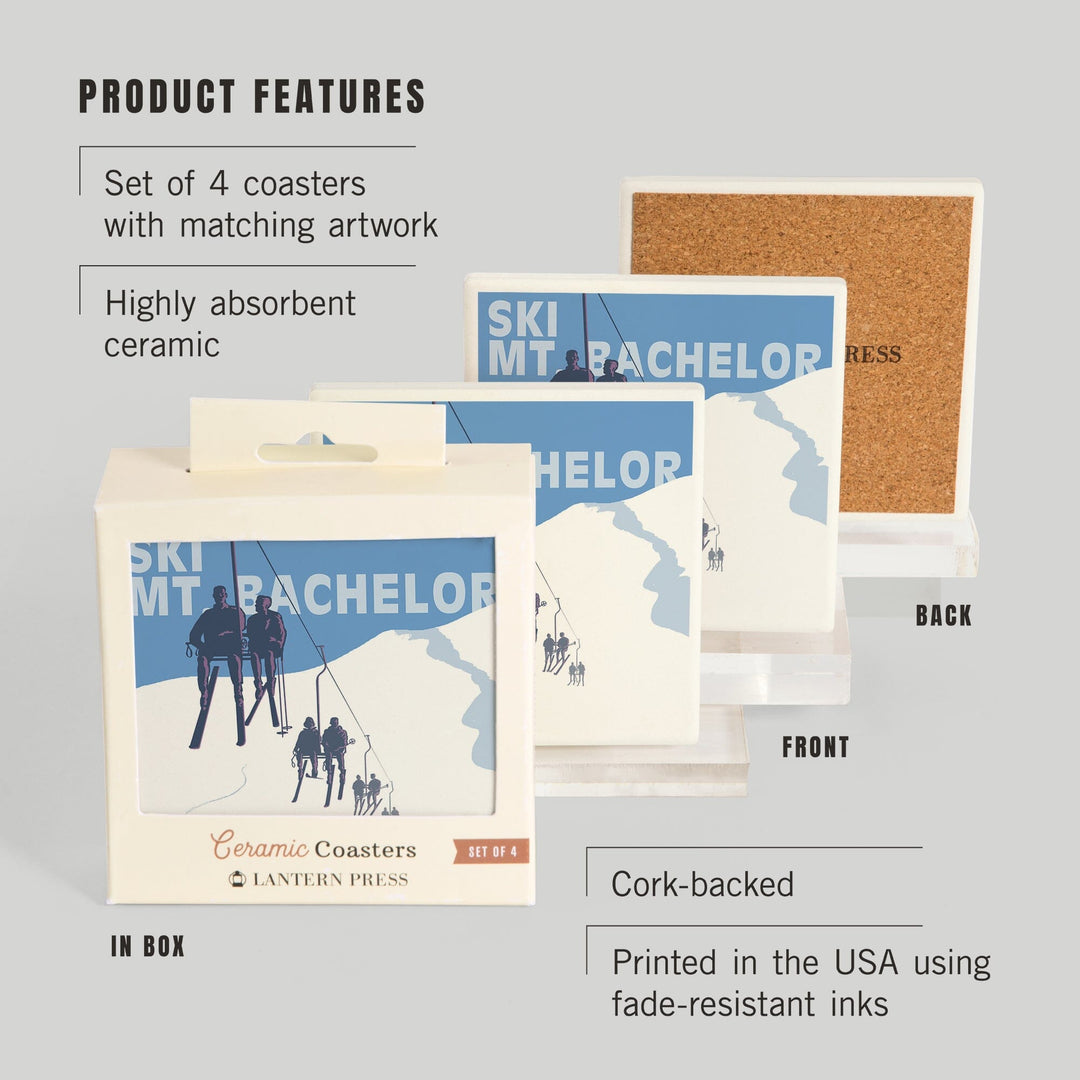 Ski Mt. Bachelor, Oregon, Ski Lifts, Coasters Coasters Lantern Press