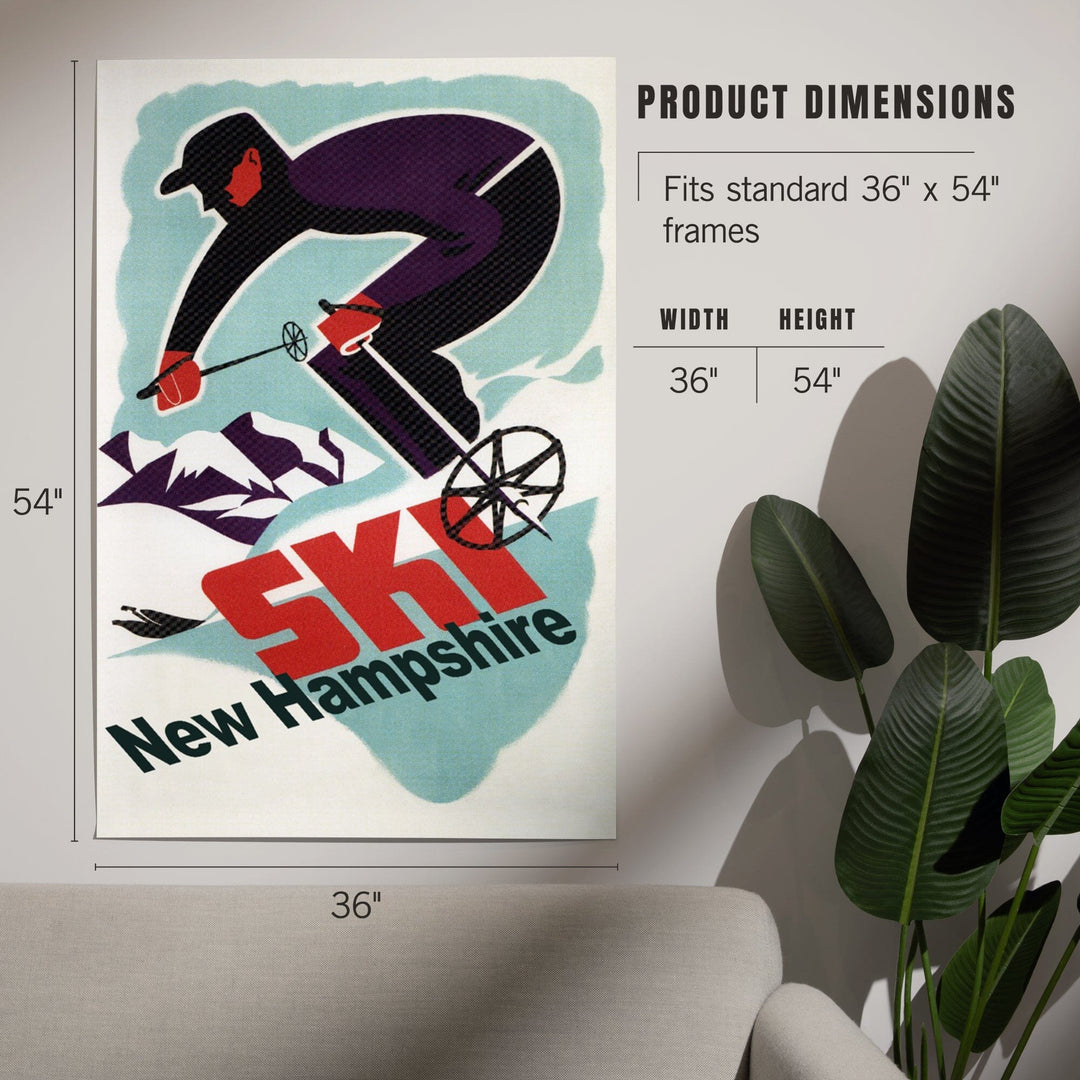 Ski New Hampshire, Retro Skier, Art & Giclee Prints Art Lantern Press