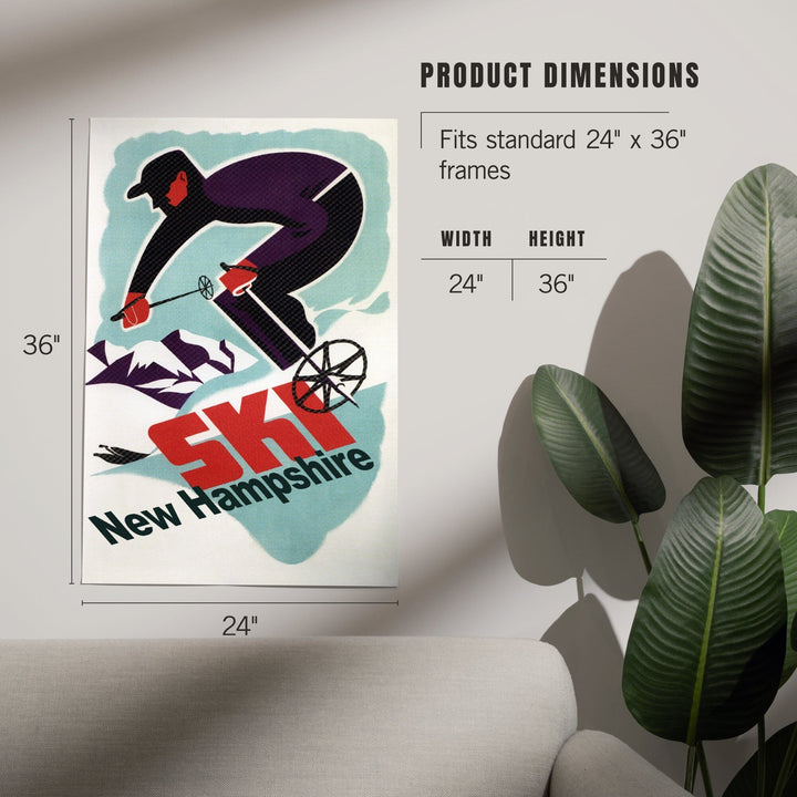Ski New Hampshire, Retro Skier, Art & Giclee Prints Art Lantern Press