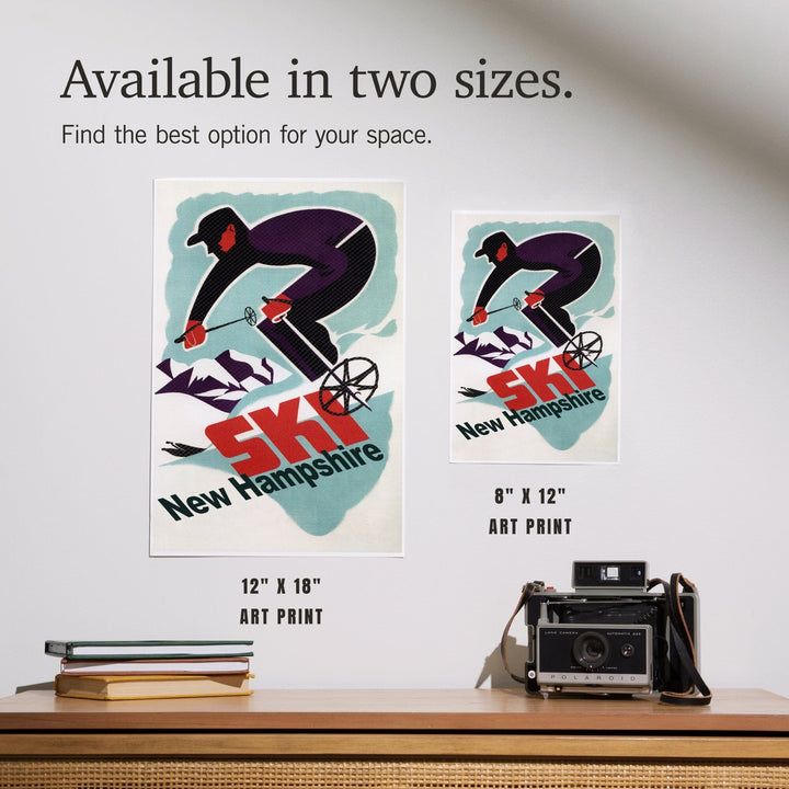 Ski New Hampshire, Retro Skier, Art & Giclee Prints Art Lantern Press