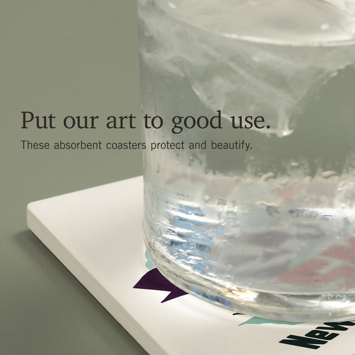 Ski New Hampshire, Retro Skier, Coasters Coasters Lantern Press