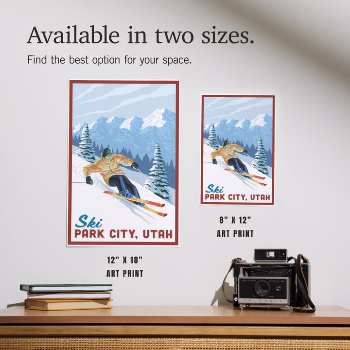 Ski Park City, Utah, Downhill Skier, Art & Giclee Prints Art Lantern Press