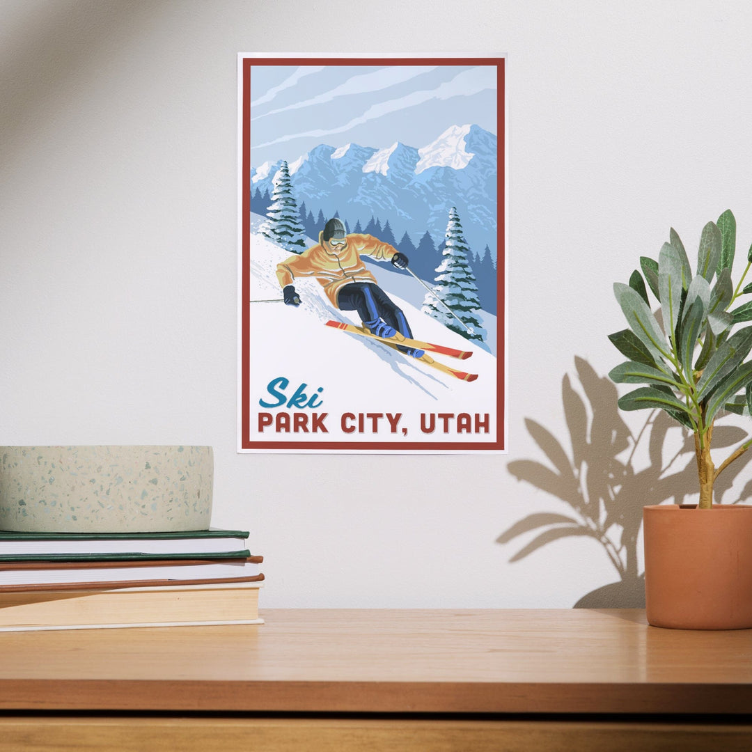 Ski Park City, Utah, Downhill Skier, Art & Giclee Prints Art Lantern Press