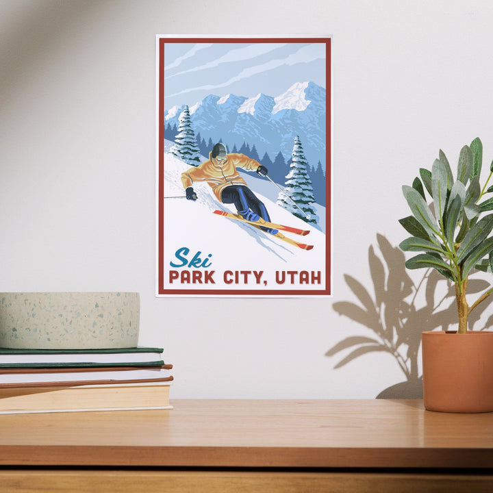 Ski Park City, Utah, Downhill Skier, Art & Giclee Prints Art Lantern Press