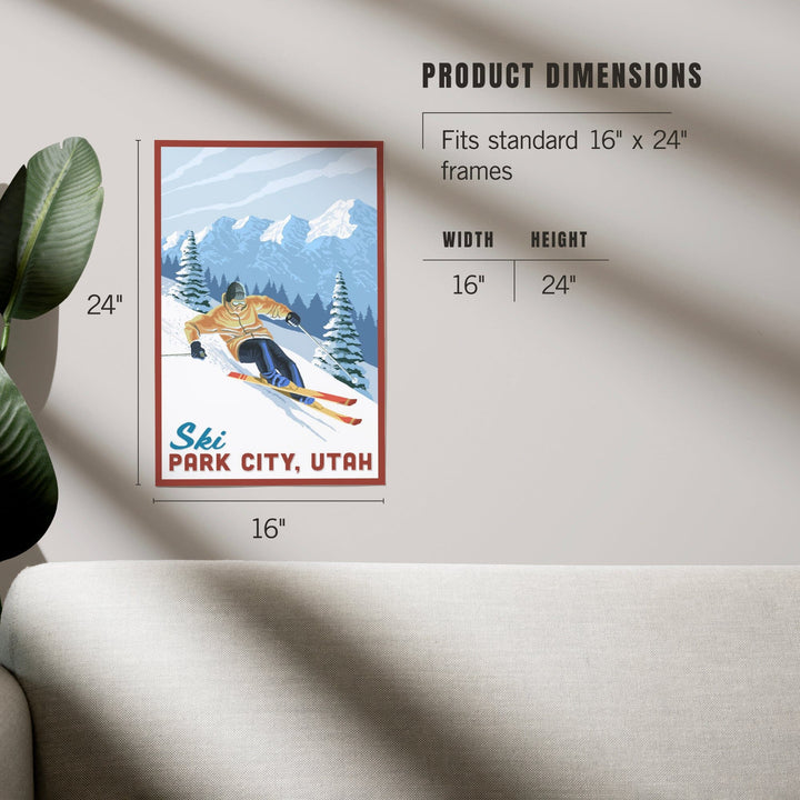 Ski Park City, Utah, Downhill Skier, Art & Giclee Prints Art Lantern Press