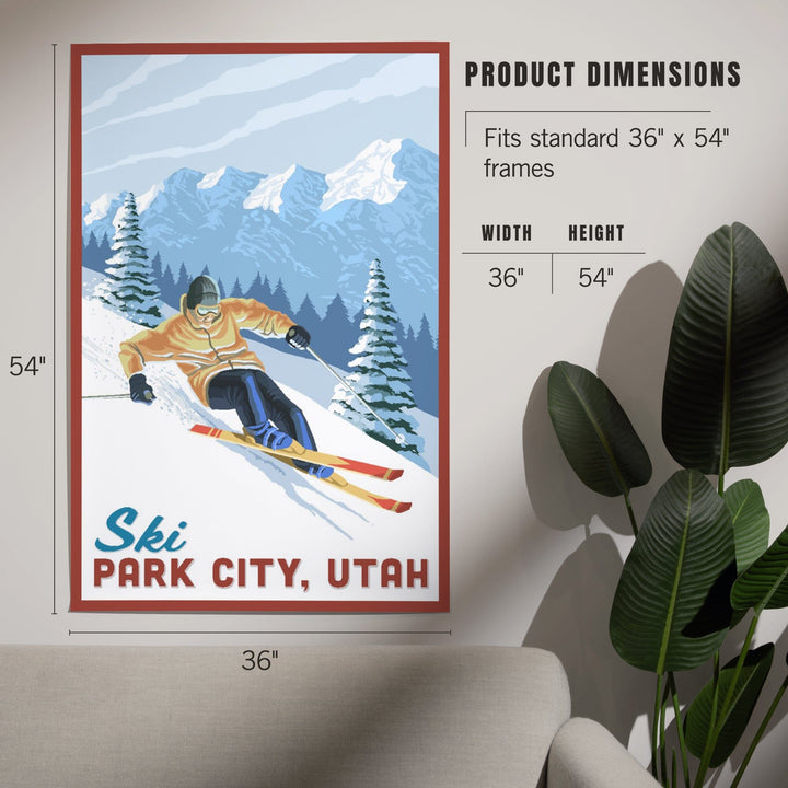 Ski Park City, Utah, Downhill Skier, Art & Giclee Prints Art Lantern Press