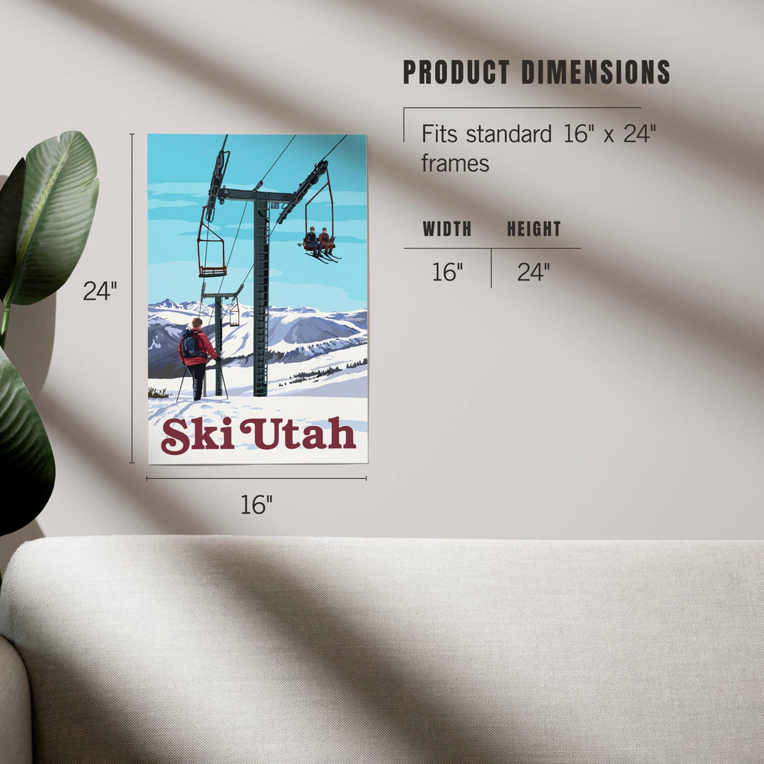 Ski Utah, Ski Lift Day Scene, Art & Giclee Prints Art Lantern Press