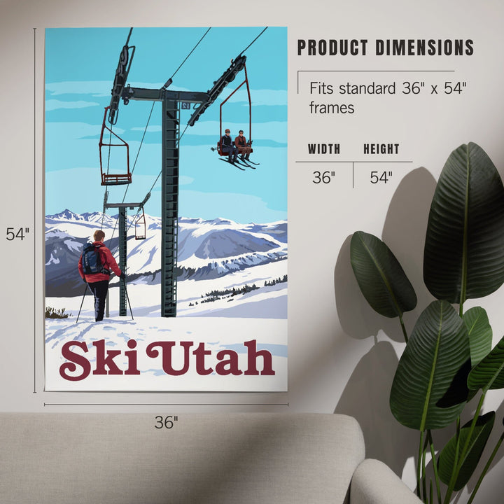 Ski Utah, Ski Lift Day Scene, Art & Giclee Prints Art Lantern Press