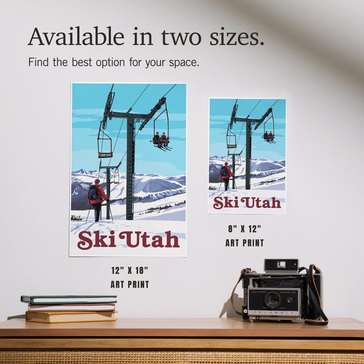Ski Utah, Ski Lift Day Scene, Art & Giclee Prints Art Lantern Press