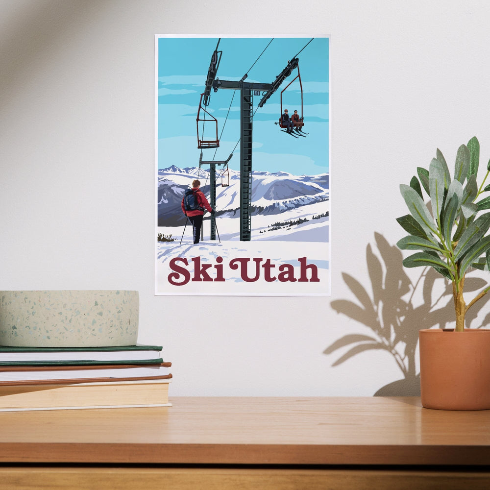 Ski Utah, Ski Lift Day Scene, Art & Giclee Prints Art Lantern Press