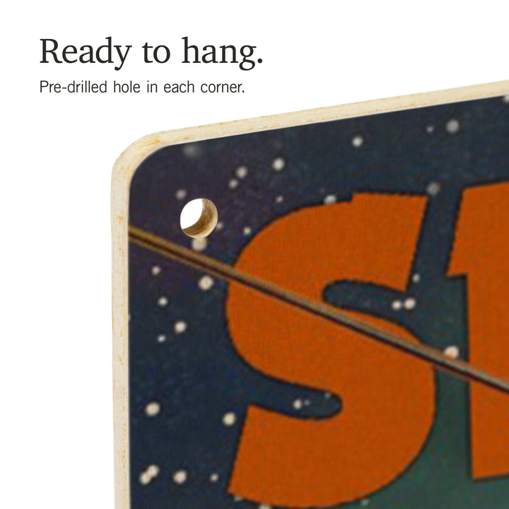 Ski Utah, Ski Lift & Full Moon, Lantern Press Artwork, Wood Signs and Postcards Wood Lantern Press