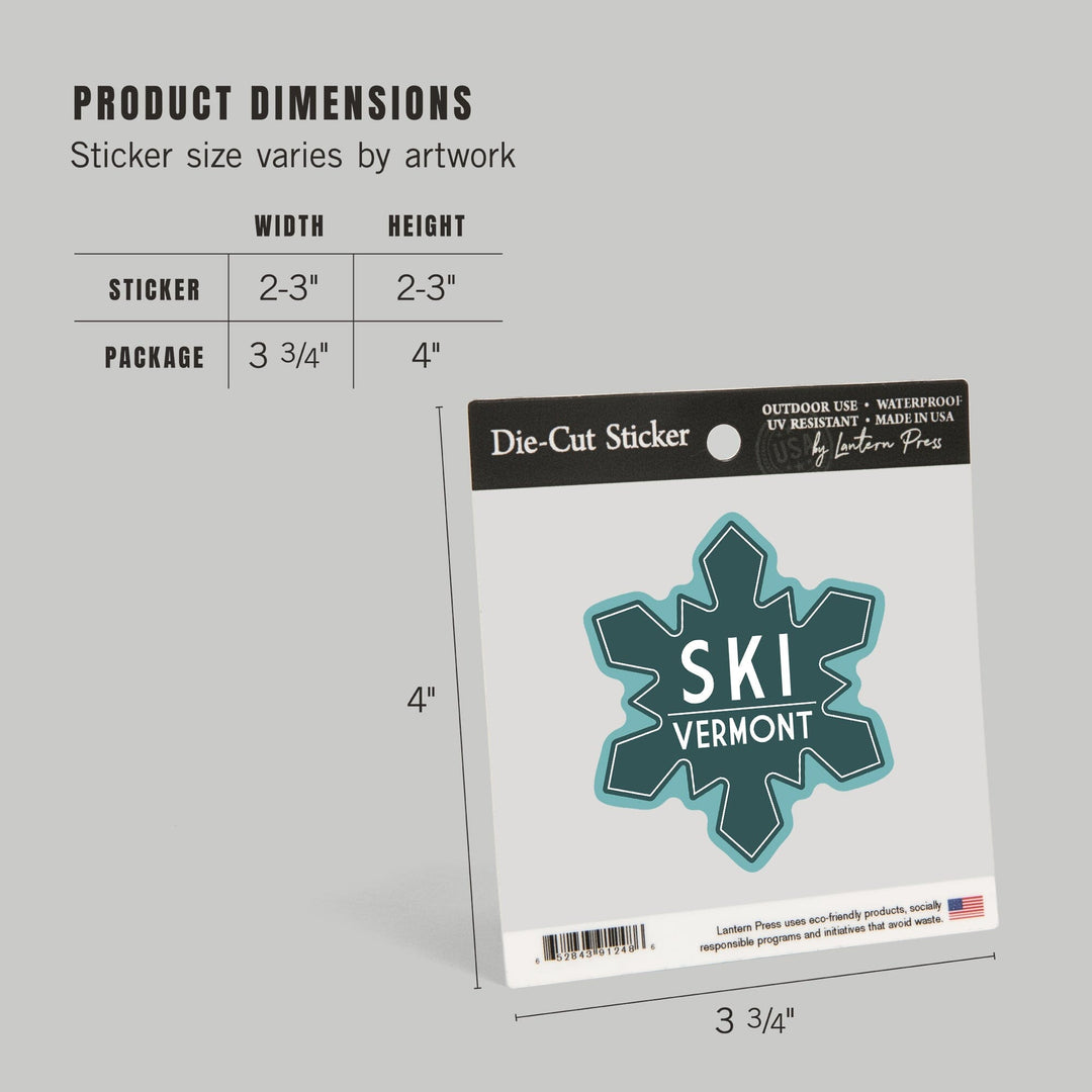 Ski Vermont, Simply Said, Contour, Vinyl Sticker Sticker Lantern Press