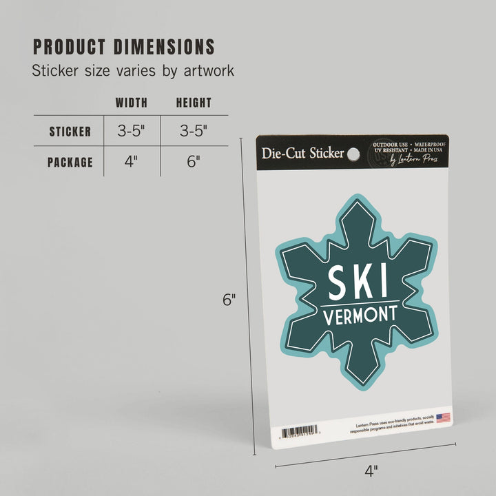 Ski Vermont, Simply Said, Contour, Vinyl Sticker Sticker Lantern Press