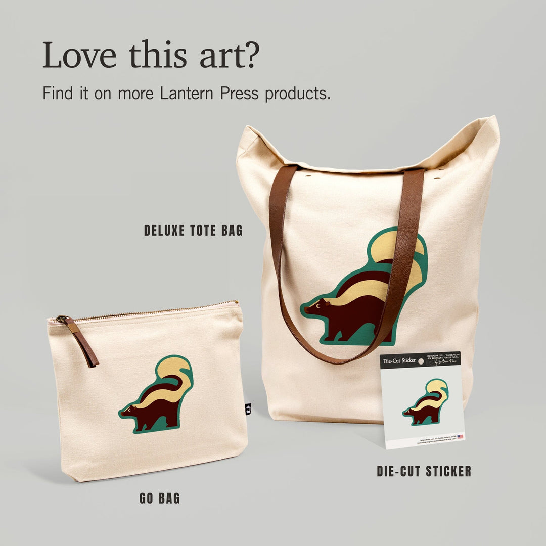 Skunk, Geometric, Contour, Lantern Press Artwork, Vinyl Sticker Sticker Lantern Press