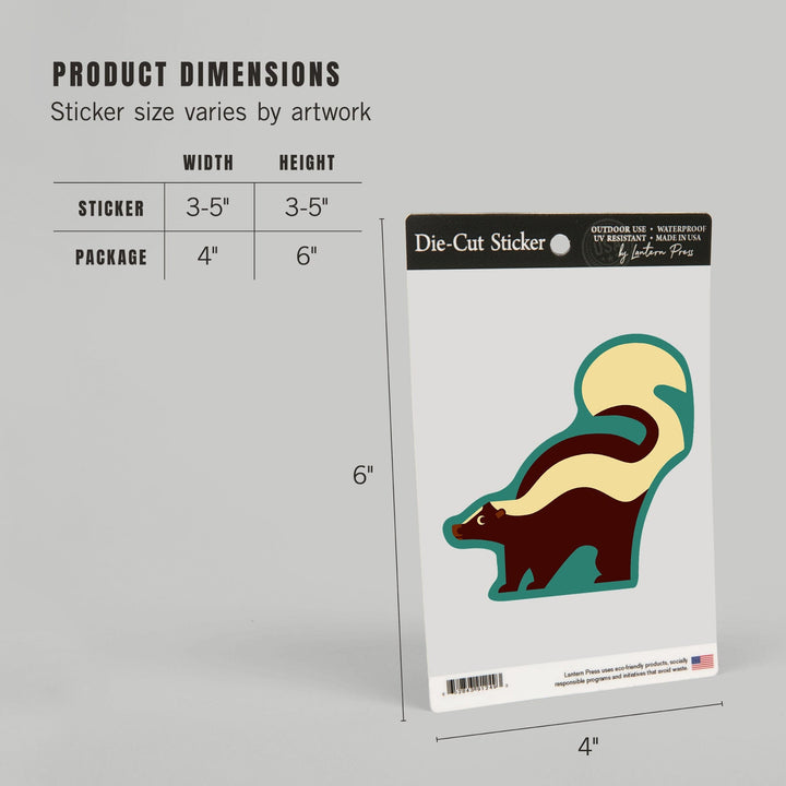 Skunk, Geometric, Contour, Lantern Press Artwork, Vinyl Sticker Sticker Lantern Press