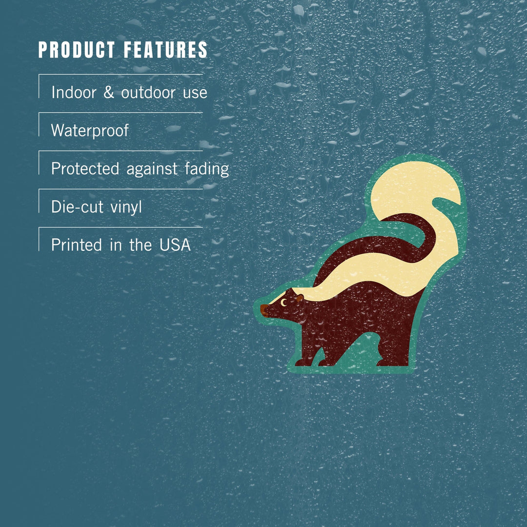 Skunk, Geometric, Contour, Lantern Press Artwork, Vinyl Sticker Sticker Lantern Press