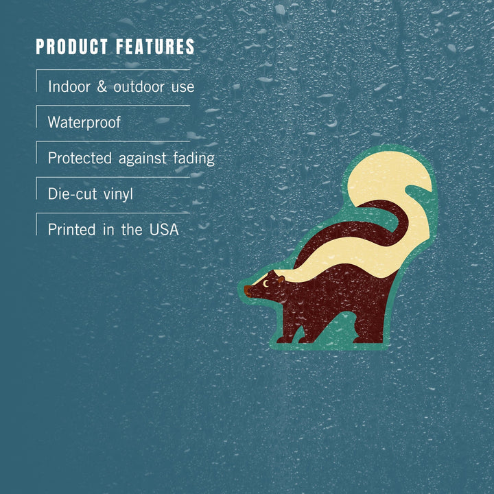 Skunk, Geometric, Contour, Lantern Press Artwork, Vinyl Sticker Sticker Lantern Press