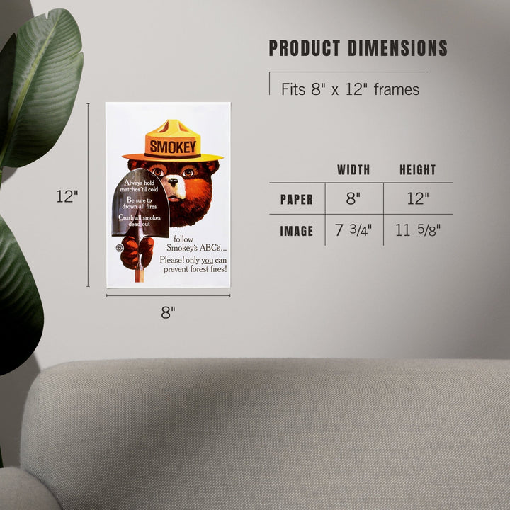 Smokey Bear, ABCs, Shovels, Officially Licensed Vintage Poster, Art & Giclee Prints Art Lantern Press