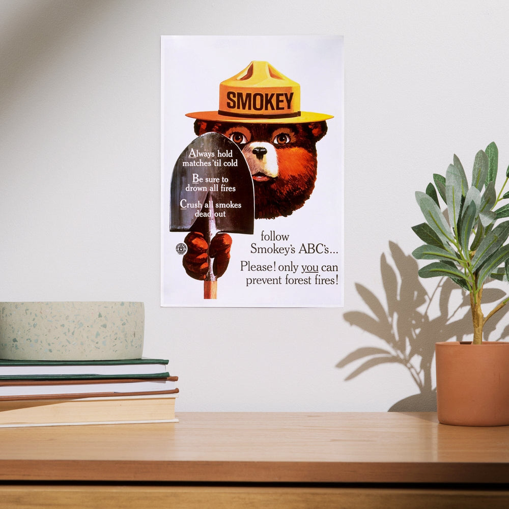 Smokey Bear, ABCs, Shovels, Officially Licensed Vintage Poster, Art & Giclee Prints Art Lantern Press