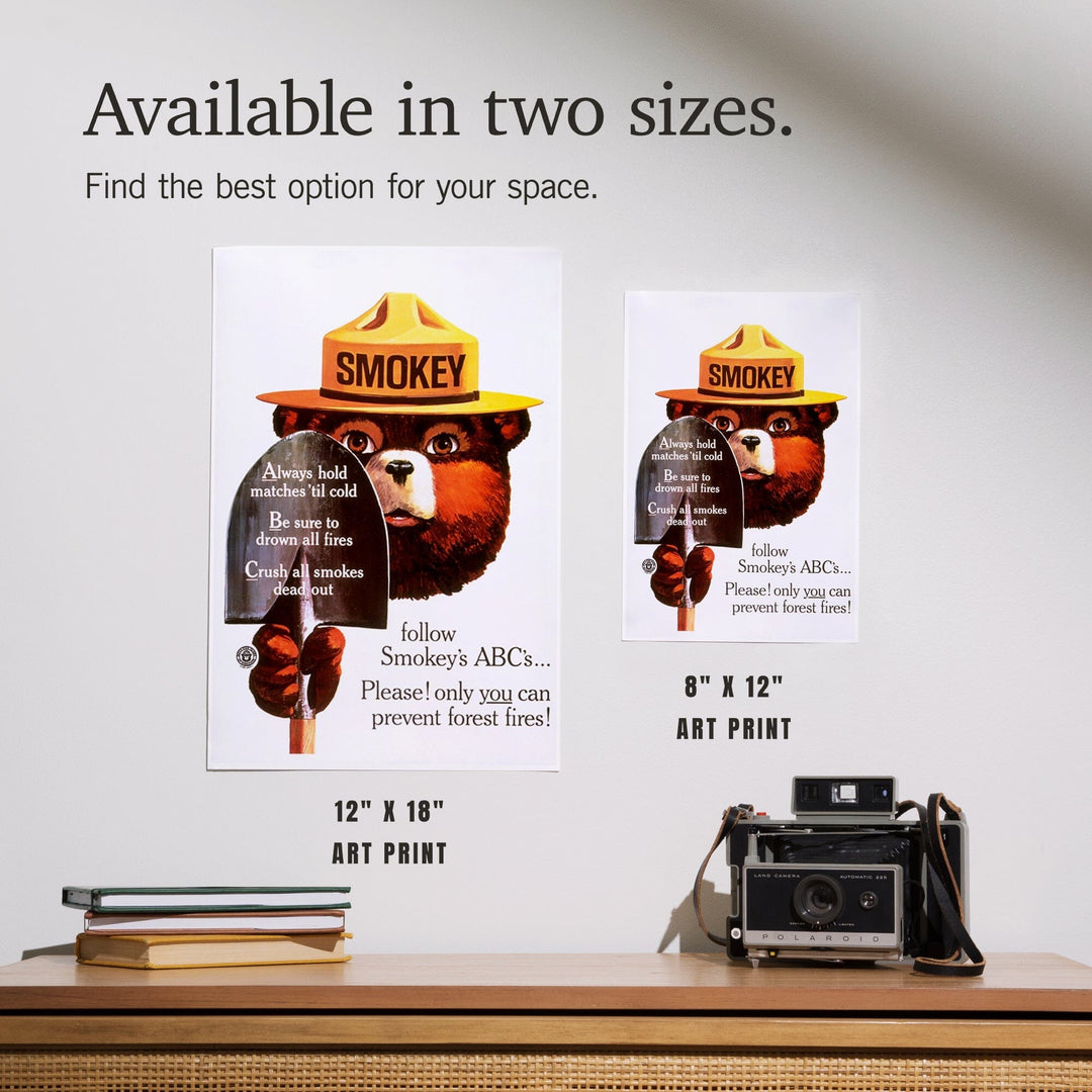 Smokey Bear, ABCs, Shovels, Officially Licensed Vintage Poster, Art & Giclee Prints Art Lantern Press