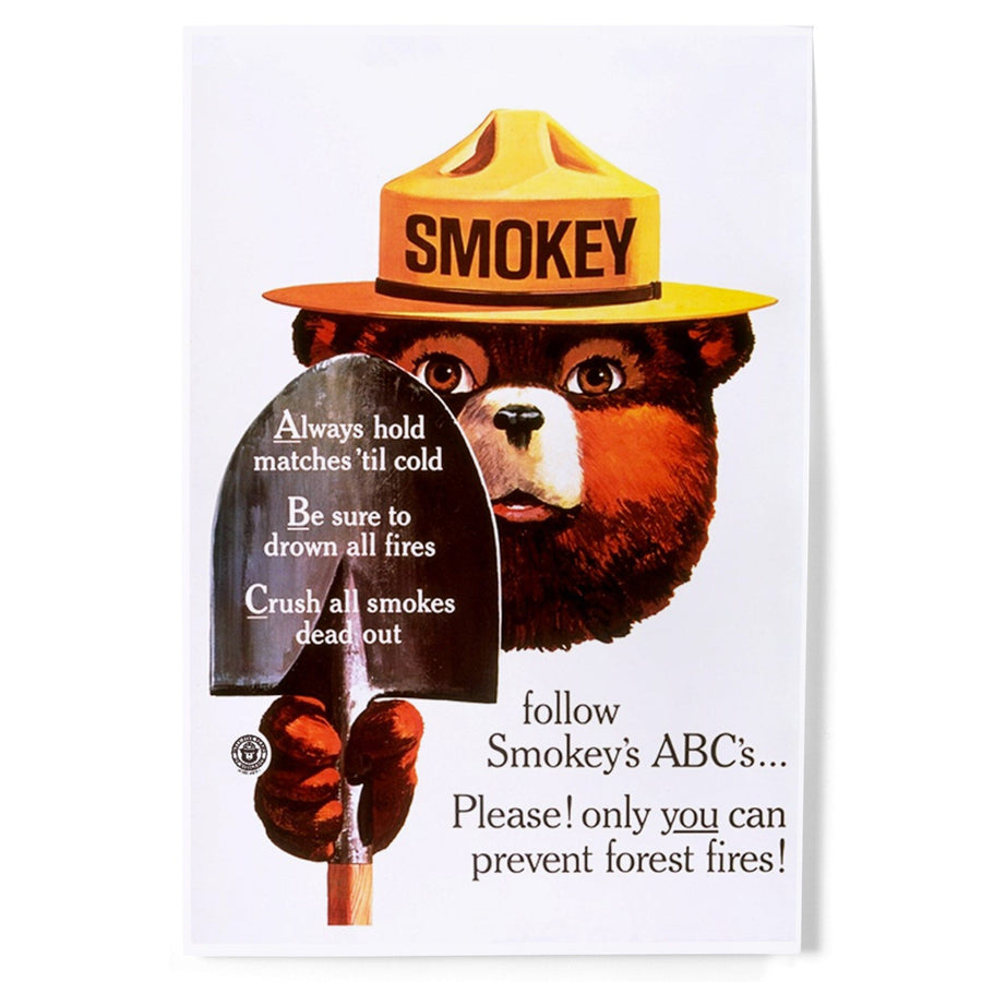Smokey Bear, ABCs, Shovels, Officially Licensed Vintage Poster, Art & Giclee Prints Art Lantern Press