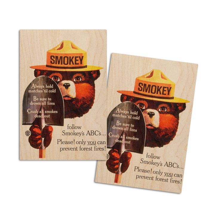 Smokey Bear, ABCs, Shovels, Vintage Poster, Wood Signs and Postcards Wood Lantern Press 4x6 Wood Postcard Set
