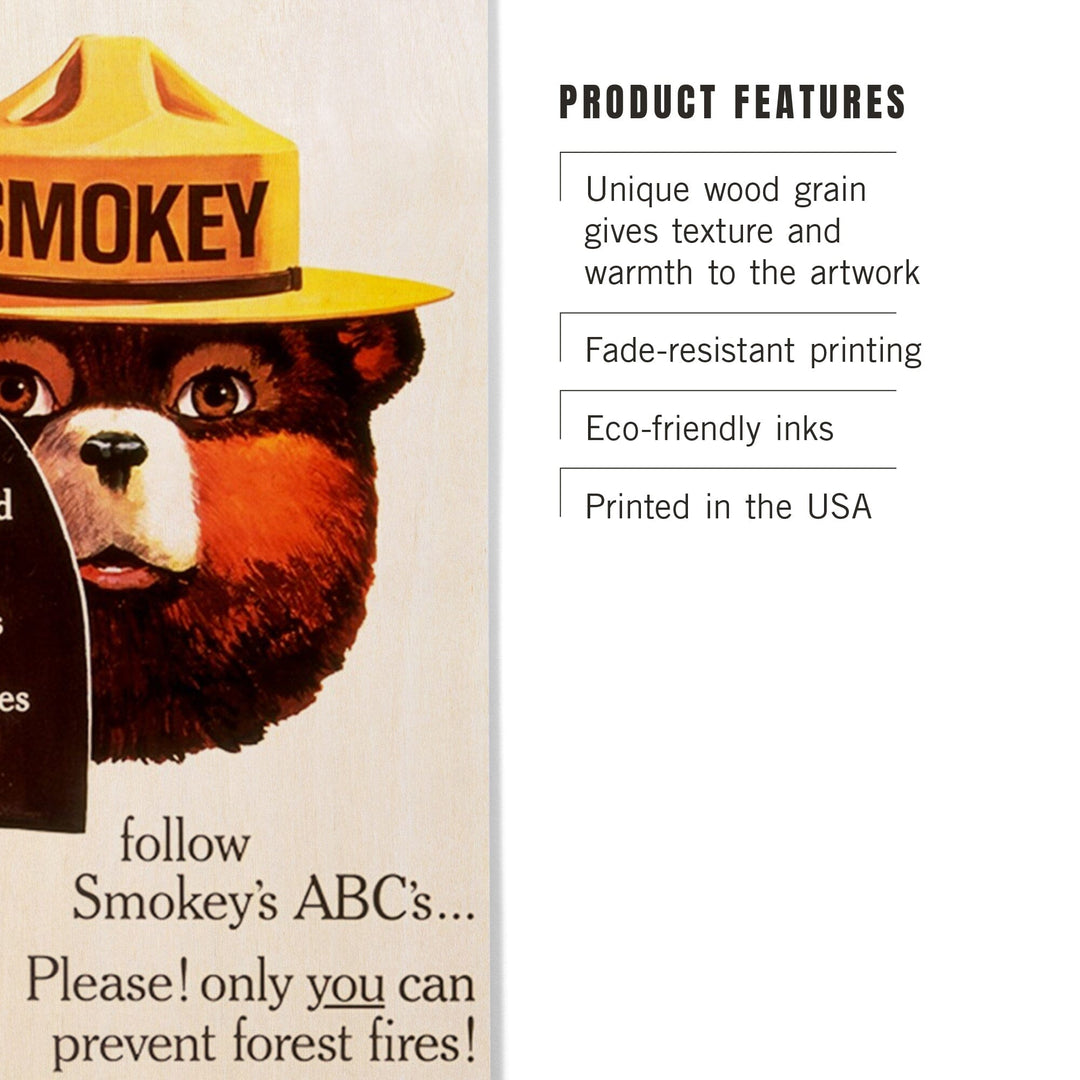 Smokey Bear, ABCs, Shovels, Vintage Poster, Wood Signs and Postcards Wood Lantern Press