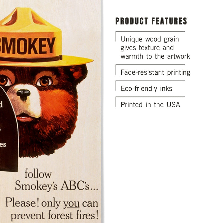 Smokey Bear, ABCs, Shovels, Vintage Poster, Wood Signs and Postcards Wood Lantern Press