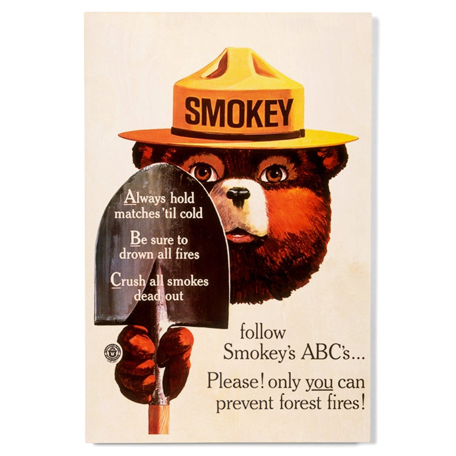 Smokey Bear, ABCs, Shovels, Vintage Poster, Wood Signs and Postcards Wood Lantern Press