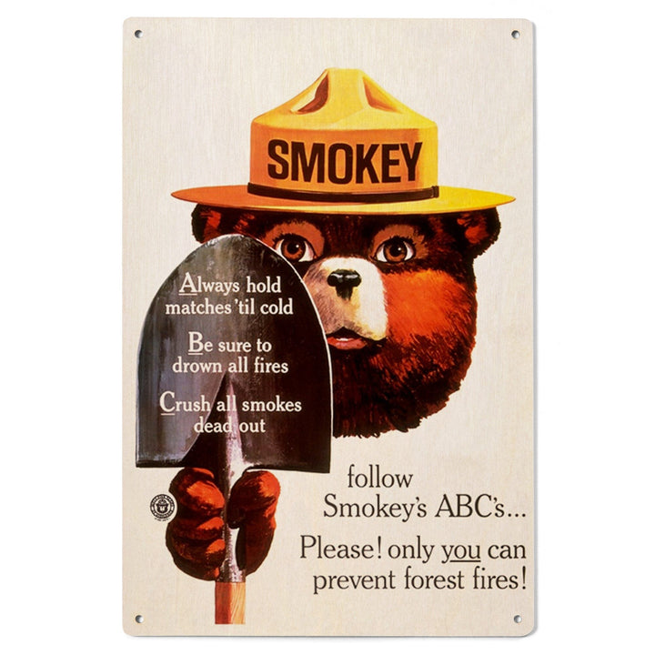 Smokey Bear, ABCs, Shovels, Vintage Poster, Wood Signs and Postcards Wood Lantern Press